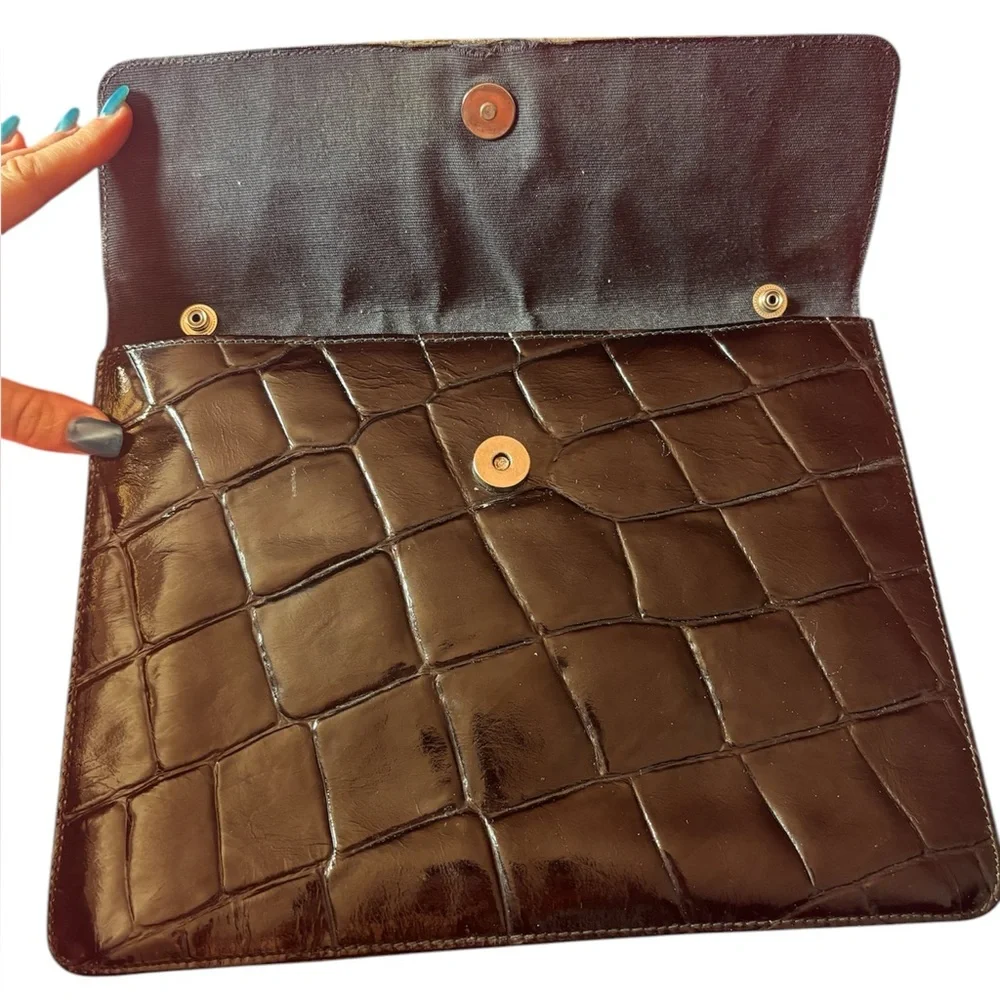 Furla Croc Embossed Clutch - Picture 6 of 11